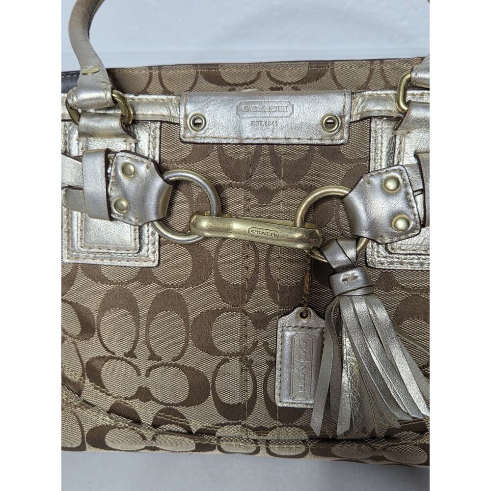 Y2K Coach Hampton F13065 Signature Monogram Canvas Braided Tassel Handbag - Picture 9 of 13